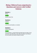 Biology Midterm Exam comprehensive&NewLine;Questions and Answers with Verified&NewLine;Solutions