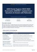 ADEX Dental Hygiene CSCE OSCE Examination 2026&sol;2027 - Updated Exam Questions & Answers with Rationales