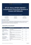 AP U&period;S&period; History &lpar;APUSH&rpar; 2026&sol;2027 - Comprehensive Course Exam Questions & Answers with Rationales