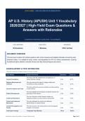 AP U&period;S&period; History &lpar;APUSH&rpar; Unit 1 Vocabulary 2026&sol;2027 - High-Yield Exam Questions & Answers with Rationales
