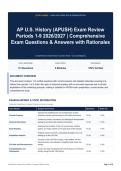 AP U&period;S&period; History &lpar;APUSH&rpar; Exam Review Periods 1-9 2026&sol;2027 - Comprehensive Exam Questions & Answers with Rationales
