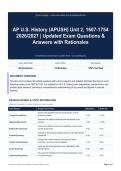 AP U&period;S&period; History &lpar;APUSH&rpar; Unit 2&comma; &sol;2027 - Updated Exam Questions & Answers with Rationales