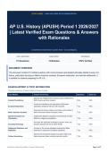 AP U&period;S&period; History &lpar;APUSH&rpar; Period 1 2026&sol;2027 - Latest Verified Exam Questions & Answers with Rationales