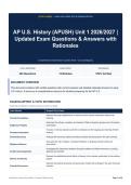 AP U&period;S&period; History &lpar;APUSH&rpar; Unit 1 2026&sol;2027 - Updated Exam Questions & Answers with Rationales