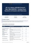 AP U&period;S&period; History &lpar;APUSH&rpar; Period 6&comma; &sol;2027 - Verified Exam Questions & Answers with Rationales