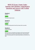 BIOS 251 Exam 1 Study Guide&colon;&NewLine;Anatomy and Chemistry comprehensive&NewLine;Questions and Answers with Verified&NewLine;Solutions
