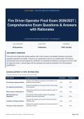 Fire Driver-Operator Final Exam 2026&sol;2027 - Comprehensive Exam Questions & Answers with Rationales
