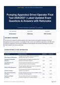 Pumping Apparatus Driver-Operator Final Test 2026&sol;2027 - Latest Updated Exam Questions & Answers with Rationales
