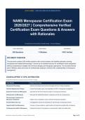 NAMS Menopause Certification Exam 2026&sol;2027 - Comprehensive Verified Certification Exam Questions & Answers with Rationales