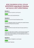 BTEC BUSINESS LEVEL 3 EXAM&NewLine;QUESTIONS comprehensive Questions&NewLine;and Answers with Verified Solutions