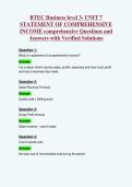 BTEC Business level 3- UNIT 7&NewLine;STATEMENT OF COMPREHENSIVE&NewLine;INCOME comprehensive Questions and&NewLine;Answers with Verified Solutions