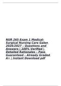 NUR 265 Exam 1 Medical-Surgical Nursing Care Galen 2026&sol;2027 &ndash; Questions and Answers &vert; 100&percnt; Verified &vert; Detailed Rationales &ndash; Pass Guaranteed &ndash; Already Graded A&plus; &vert; Instant Download pdf