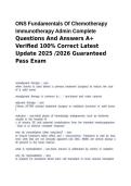 ONS Fundamentals Of Chemotherapy Immunotherapy Admin Complete Questions And Answers A&plus; Verified 100&percnt; Correct Latest Update 2025 &sol;2026 Guaranteed Pass Exam