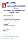 TEST BANK Lewis's Medical Surgical Nursing in Canada&comma; 4th Edition by Jane Tyerman&comma; Shelley Cobbett Chapters 1 - 72 Complete