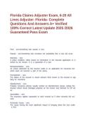 Florida Claims Adjuster Exam&comma; 6-20 All Lines Adjuster- Florida- Complete Questions And Answers A&plus; Verified 100&percnt; Correct Latest Update 2025 &sol;2026 Guaranteed Pass Exam