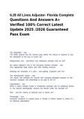 6&period;20 All Lines Adjuster- Florida Complete Questions And Answers A&plus; Verified 100&percnt; Correct Latest Update 2025 &sol;2026 Guaranteed Pass Exam