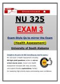 NU 325 Exam 3 &ndash; Health Assessment &lpar;Latest 2026&sol;2027&rpar; Actual Questions & Answers &lpar;A&plus; Graded&rpar; &vert; Updated PDF &lpar;University of South Alabama&rpar;