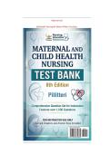 Maternal and Child Health Nursing Test Bank 8th Edition Author&colon;Pillitteri&comma;JoAnne&period; 100&percnt; verified answers &sol; Rationales
