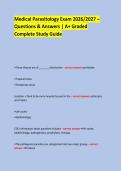 Medical Parasitology Exam 2026&sol;2027 &ndash; &NewLine;Questions & Answers &vert; A&plus; Graded Complete Study Guide &NewLine;