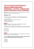NJ CALA Exam Practice Questions & &NewLine;Answers Certified Assisted Living &NewLine;Administrator &mdash; New Jersey&NewLine; Original practice &NewLine;questions &vert; 50 Questions &vert; Answers & Rationales 