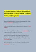  &NewLine; &NewLine;Common Sexually Transmitted Infections &NewLine;Exam 2026&sol;2027 &ndash; Questions & Answers &vert; A&plus; Graded Study Guide &NewLine;