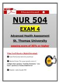 NUR 504 Exam 4 &ndash; Advanced Health Assessment &lpar;Latest 2026&sol;2027&rpar; Actual Questions & Answers  &vert; Updated PDF &lpar;St&period; Thomas University&rpar;