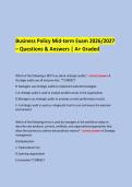 Business Policy Mid-term Exam 2026&sol;2027 &ndash; Questions & Answers &vert; A&plus; Graded &NewLine;  &NewLine;