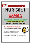NUR 6011 Exam 3 &ndash; Advanced Pharmacology William Paterson University &lpar;2026&sol;2027&rpar; Questions & Answers with Rationales &lpar;100&percnt; Verified&rpar;