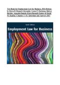 Test Bank for Employment Law for Business&comma; 10th Edition by Dawn D&period; Bennett-Alexander&comma; Laura P&period; Hartman&comma; Robyn Berkley&comma; Aquesha Daniels&comma; Kiren Dosanjh Zucker & David M&period; Kaplan &vert; Chapters 1&ndash;16 &vert; Questions & Answers &vert; 2027&NewLine;