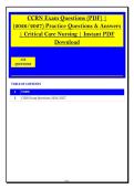 CCRN Exam Questions &lpar;PDF&rpar; &vert; &NewLine;&lpar;2026&sol;2027&rpar; Practice Questions & Answers &NewLine;&vert; Critical Care Nursing &vert; Instant PDF &NewLine;Download