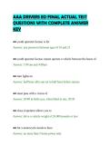 AAA DRIVERS ED FINAL ACTUAL TEST&NewLine;QUESTIONS WITH COMPLETE ANSWER&NewLine;KEY