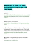 AAA DRIVERS ED FINAL TEST BANK&NewLine;QUESTIONS WITH VERIFIED ANSWERS&NewLine;FULL REVIEW