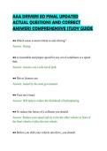 AAA DRIVERS ED FINAL UPDATED&NewLine;ACTUAL QUESTIONS AND CORRECT&NewLine;ANSWERS COMPREHENSIVE STUDY GUIDE