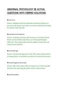 ABNORMAL PSYCHOLOGY 8E ACTUAL&NewLine;QUESTIONS WITH VERIFIED SOLUTIONS