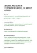 ABNORMAL PSYCHOLOGY 8E&NewLine;COMPREHENSIVE QUESTIONS AND CORRECT&NewLine;ANSWERS