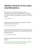 ABNORMAL PSYCHOLOGY 8E FULLY SOLVED&NewLine;EXAM PAPER GRADED