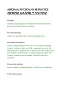 ABNORMAL PSYCHOLOGY 8E PRACTICE&NewLine;QUESTIONS AND DETAILED SOLUTIONS&NewLine;
