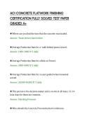ACI CONCRETE FLATWORK FINISHING&NewLine;CERTIFICATION FULLY SOLVED TEST PAPER&NewLine;GRADED A&plus;