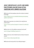 ADULT GERONTOLOGY ACUTE CARE NURSE&NewLine;PRACTITIONER AGACNP EXAM ACTUAL&NewLine;QUESTIONS WITH VERIFIED SOLUTIONS