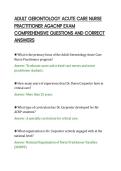 ADULT GERONTOLOGY ACUTE CARE NURSE&NewLine;PRACTITIONER AGACNP EXAM&NewLine;COMPREHENSIVE QUESTIONS AND CORRECT&NewLine;ANSWERS