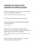 ADVANCED ACCOUNTING ACTUAL&NewLine;QUESTIONS WITH VERIFIED SOLUTION