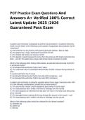 PCT Practice Exam Questions And Answers A&plus; Verified 100&percnt; Correct Latest Update 2025 &sol;2026 Guaranteed Pass Exam