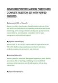 ADVANCED PRACTICE NURSING PROCEDURES&NewLine;COMPLETE QUESTION SET WITH VERIFIED&NewLine;ANSWERS