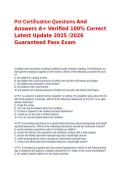 Pct Certification Questions And Answers A&plus; Verified 100&percnt; Correct Latest Update 2025 &sol;2026 Guaranteed Pass Exam