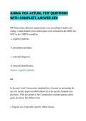AHIMA CCA ACTUAL TEST QUESTIONS&NewLine;WITH COMPLETE ANSWER KEY