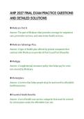 AHIP 2027 FINAL EXAM PRACTICE QUESTIONS&NewLine;AND DETAILED SOLUTIONS