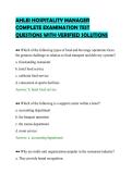AHLEI HOSPITALITY MANAGER&NewLine;COMPLETE EXAMINATION TEST&NewLine;QUESTIONS WITH VERIFIED SOLUTION