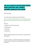 AIC 300 CLAIMS IN AN EVOLVING WORLD&NewLine;EXAM QUESTIONS AND CORRECT&NewLine;ANSWERS COMPLETE TEST PAPER&NewLine;