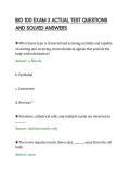 BIO 100 EXAM 3 ACTUAL TEST QUESTIONS&NewLine;AND SOLVED ANSWERS&NewLine;