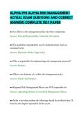 ALPHA PHI ALPHA RISK MANAGEMENT&NewLine;ACTUAL EXAM QUESTIONS AND CORRECT&NewLine;ANSWERS COMPLETE TEST PAPER